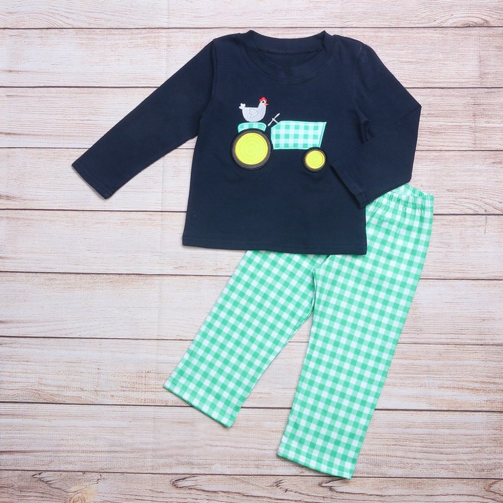Boutique Boys Farm Animals Tractor Chicken Outfit Set